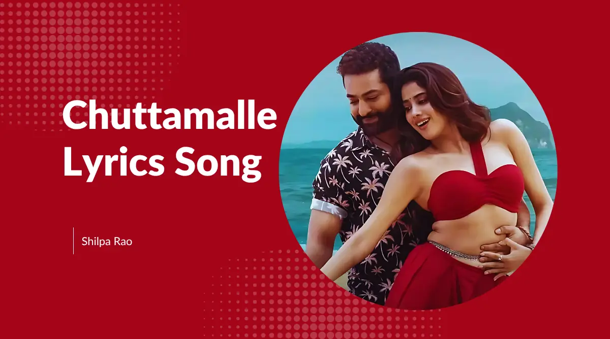 Still from the Telugu song 'Chuttamalle' featuring emotional moment with lead actors in a vibrant rural setting